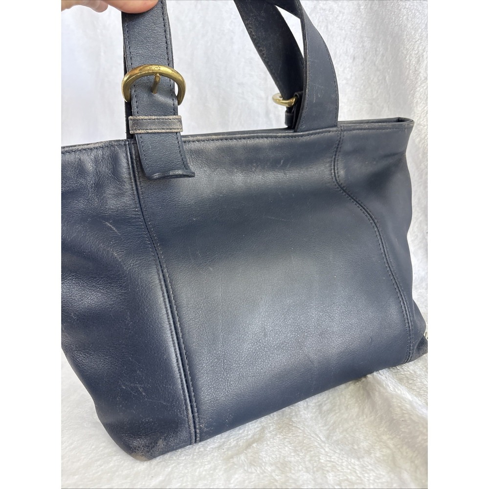 Vintage COACH Waverly Bag Navy Blue Leather Zip Closure 4133 90s Costa Rica - Picture 8 of 16